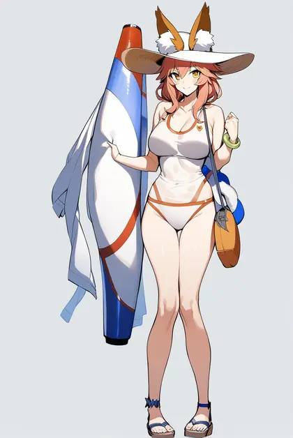 1girl, tamamo no mae (swimsuit lancer) (fate), fate/grand order