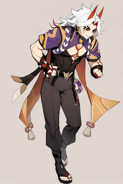 1boy, arataki itto, genshin impact