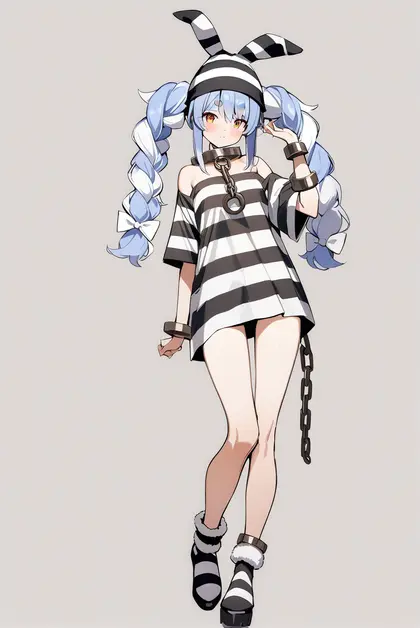 1girl, usada pekora (prisoner), hololive