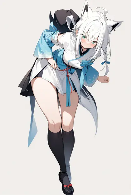 1girl, shirakami fubuki (new year), hololive