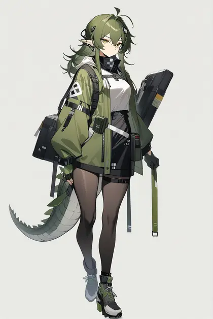 1girl, gavial (arknights), arknights