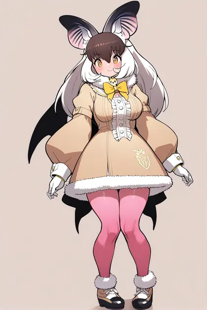 1girl, brown long-eared bat (kemono friends), kemono friends