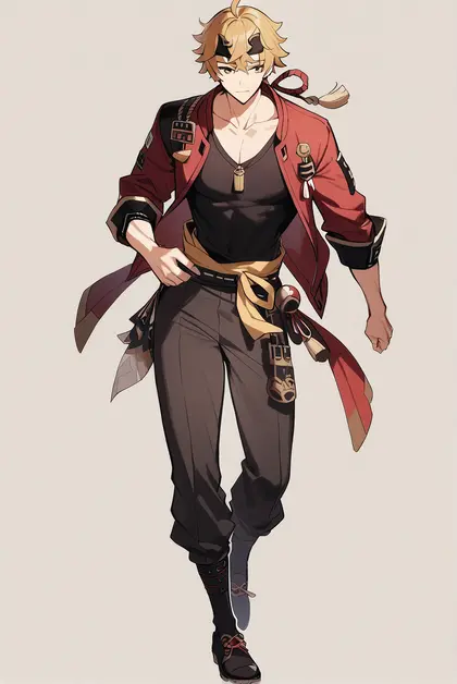 1boy, thoma (genshin impact), genshin impact