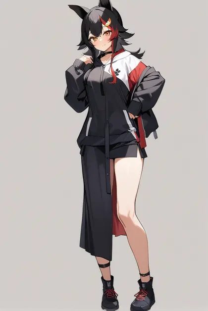 1girl, ookami mio (3rd costume), hololive