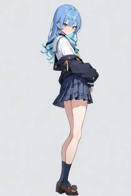 1girl, hoshimachi suisei (school uniform), hololive