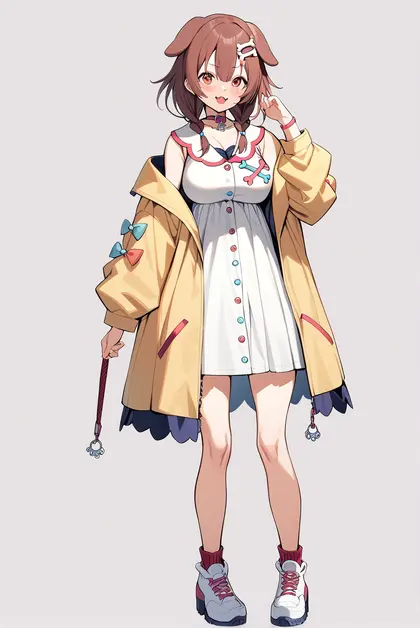 1girl, inugami korone (1st costume), hololive