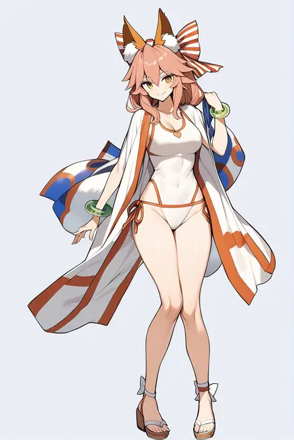 1girl, tamamo no mae (swimsuit lancer) (third ascension) (fate), fate/grand order