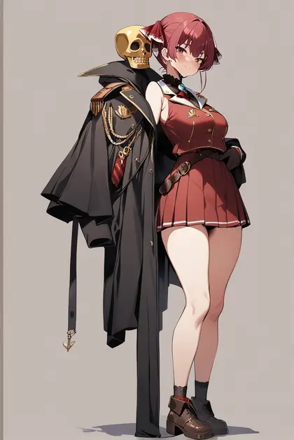 1girl, dokuro-kun (houshou marine), hololive