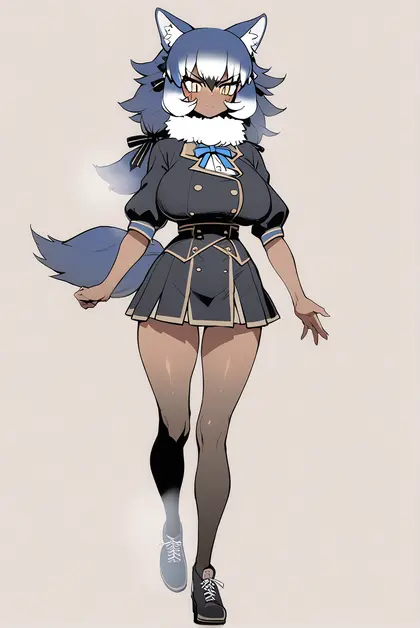 1girl, dire wolf (kemono friends), kemono friends