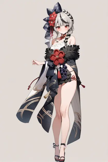 1girl, sakamata chloe (new year), hololive