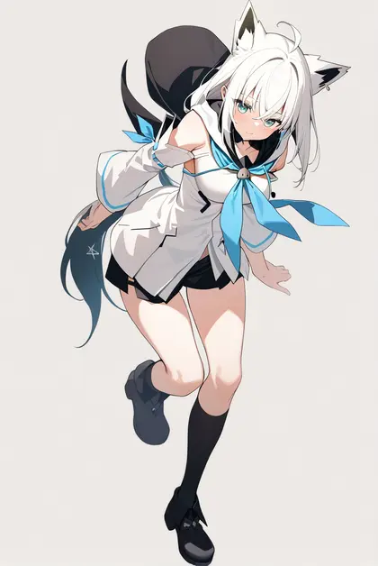 1girl, shirakami fubuki (1st costume), hololive