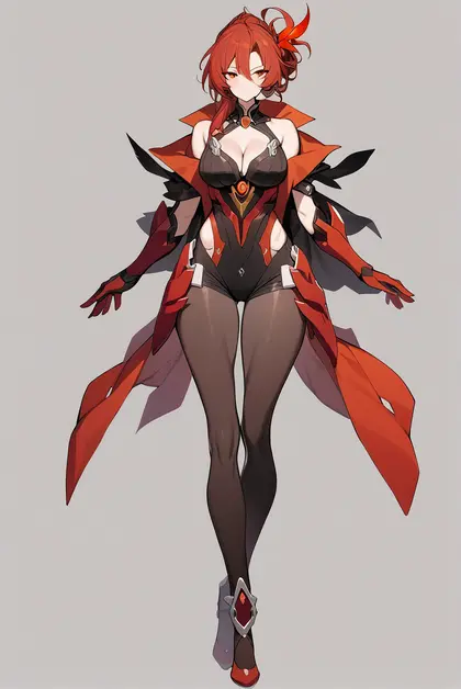 1girl, murata himeko (vermillion knight), honkai (series)