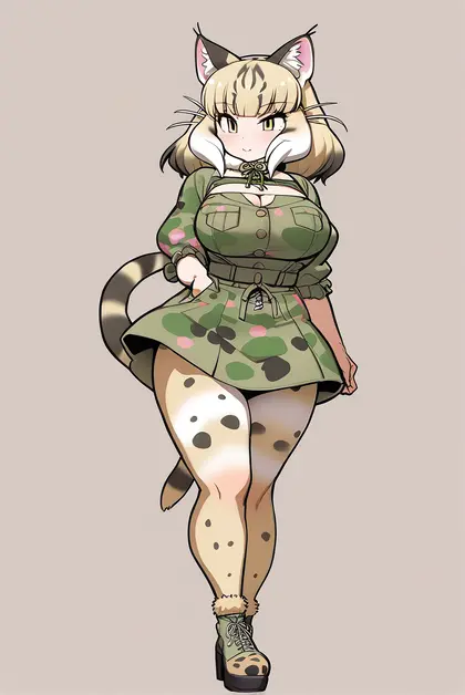 1girl, jungle cat (kemono friends), kemono friends