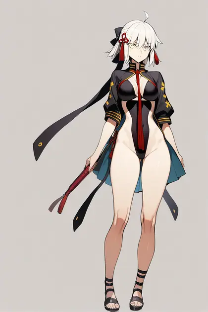 1girl, okita souji alter (swimsuit saber) (fate), fate/grand order