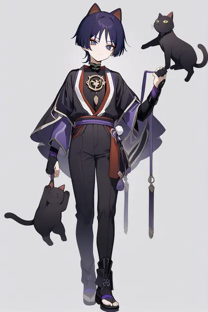1boy, scaramouche (cat) (genshin impact), genshin impact