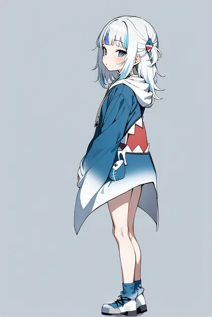 1girl, gawr gura (1st costume), hololive