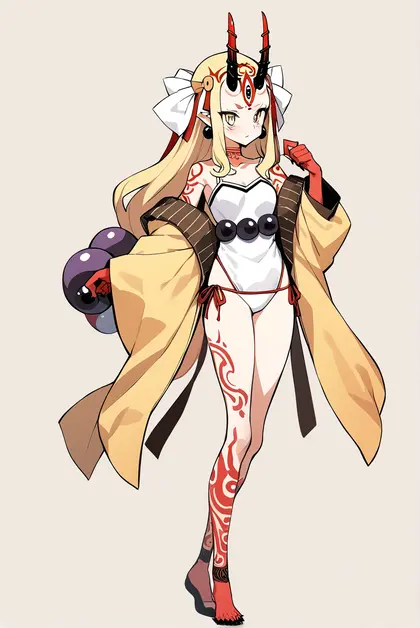 1girl, ibaraki douji (swimsuit lancer) (first ascension) (fate), fate/grand order