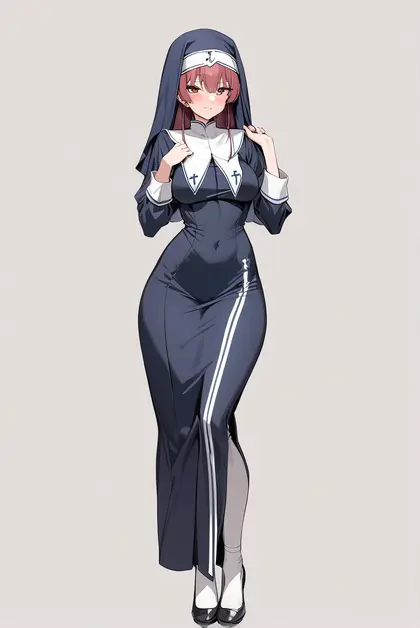 1girl, houshou marine (nun), hololive